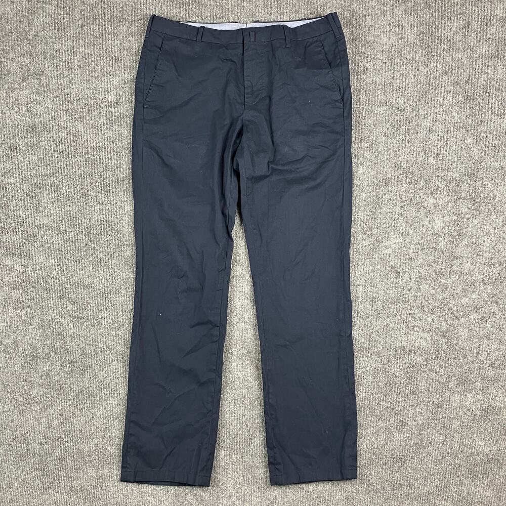 Corneliani Dress Pants‎ Men's Size 52 Navy Slim Cotton Fit Formal Tailored Wash